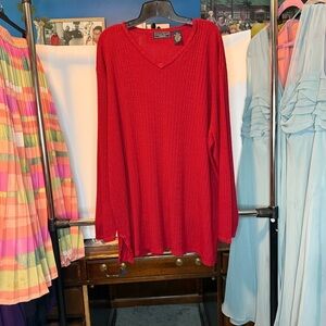 Laura Scott size 3X Red Knit V-Neck Top